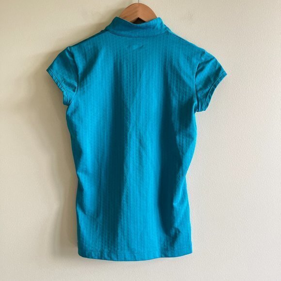 LUCY TEAL SHORT SLEEVE HALF ZIP UP‎ ATHLETIC TOP WOMENS SIZE S ZIPPED POCKETS - Picture 5 of 5